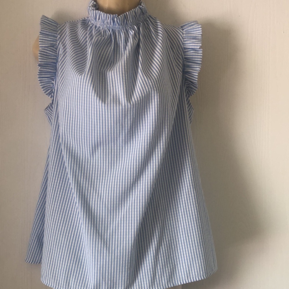 Woman’s spring Striped blue & white maternity feminine sleeveless spring blouse - Picture 3 of 13